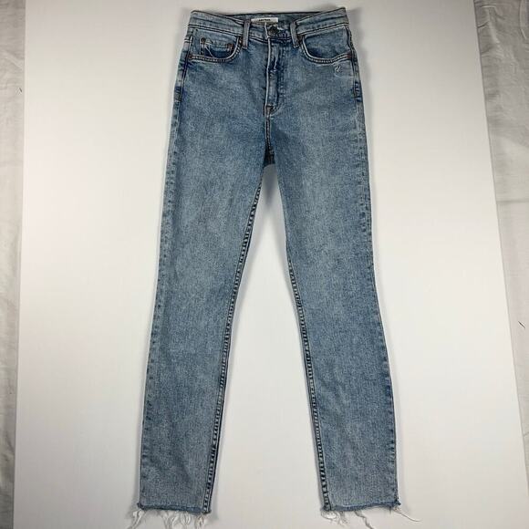 Revolve GRLFRND Karolina High Rise Straight Crop Raw Hem Jeans Size 24 - Picture 2 of 13